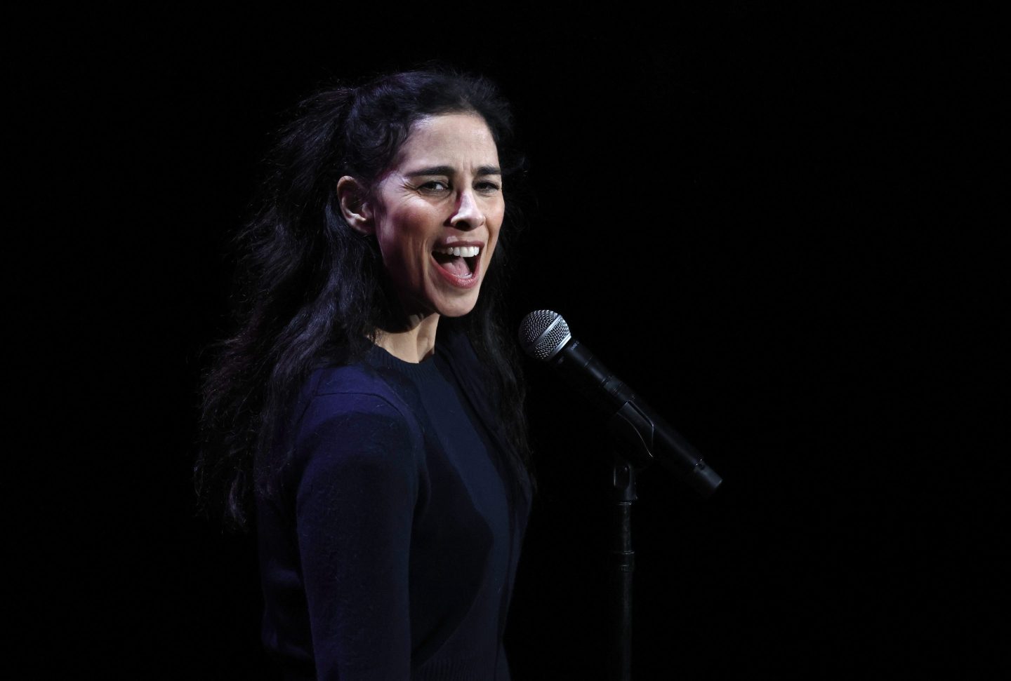 Comedian Sarah Silverman performs at the Ryman Auditorium on March 22, 2023 in Nashville, Tennessee.